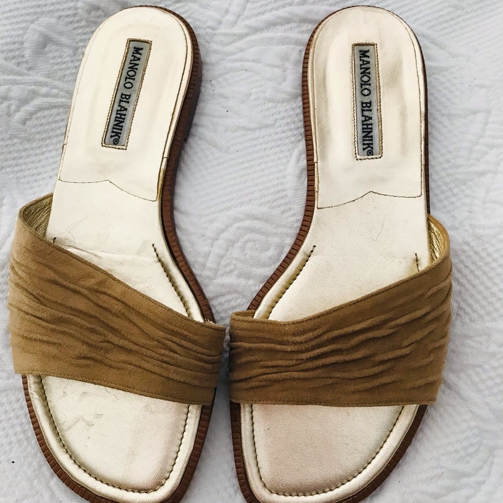 Manolo Blahnik Suede Slides